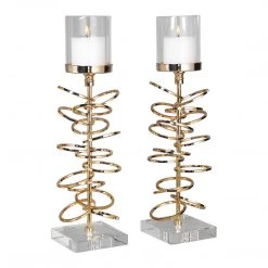 Uttermost Tala Rose Gold Candleholders Set/2 Table Decor