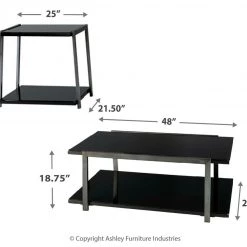 Ashley Furniture Rollynx - Black - Occasional Table Set (3/cn) Tables