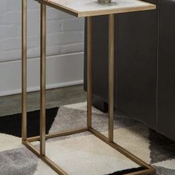 Ashley Furniture Tables Lanport - Champagne/white - Accent Table