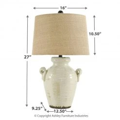 Ashley Furniture Accessories Emelda - Cream - Ceramic Table Lamp (1/cn)