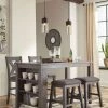 Signature Design By Ashley® Dining Room Sets Caitbrook - Dark Gray - Rectangular Dining Room Counter Table, 2 Upholstered Stools, 2 Upholstered Barstools