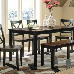 Ashley Furniture Dining Room Sets Larsondale - Brown/black - Dining Room Table Set (6/cn)