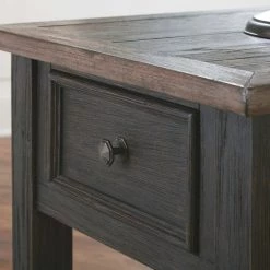 Ashley Furniture Tyler - Grayish Brown/black - Rectangular End Table