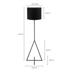 Moe's Home Collection Newman Floor Lamp Grey With Black Shade