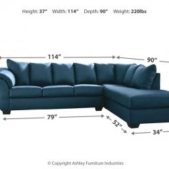 Signature Design By Ashley® Sectionals Darcy - Left Arm Facing Corner Chaise, Right Arm Facing Sofa Sectional