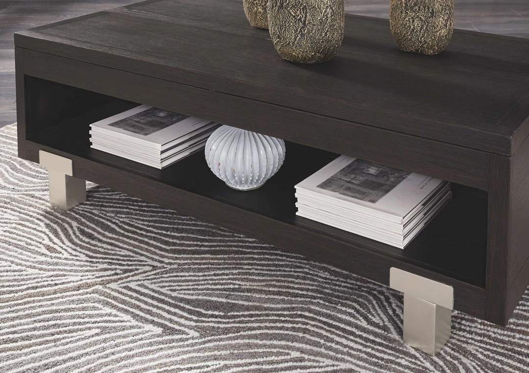 Ashley Furniture Tables Chisago - Black/silver - Lift Top Cocktail Table 9 Ashley Furniture Tables Chisago - Black/silver - Lift Top Cocktail Table