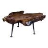 Moe's Home Collection Tables Natural Teak Coffee Table With Cast Iron Legs