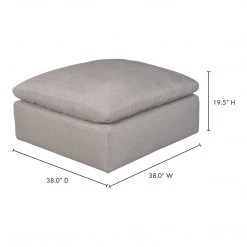 Moe's Home Collection Ottomans Terra Condo Ottoman Livesmart Fabric Light Grey