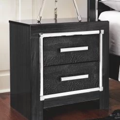Ashley Furniture Kaydell - Black - Two Drawer Night Stand Nightstands