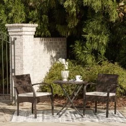 Ashley Furniture Outdoor Sets Anchor - Brown - Chairs W/cush/table Set (3/cn)