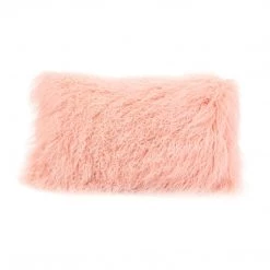 Moe's Home Collection Accessories Lamb Fur Pillow Rect. Pink