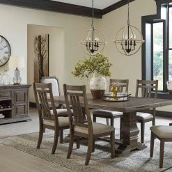 Signature Design By Ashley® Dining Room Sets Wyndahl - Rustic Ultimate Best In Class Rectangular Dining Room Extension Table, 4 Upholstered Side Chairs, 2 Upholstered Side Chairs