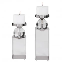 Table Decor Uttermost Lucian Nickel Candleholders, Set/2