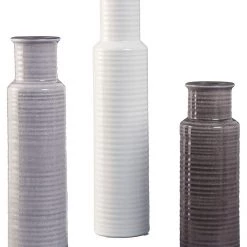 Ashley Furniture Table Decor Deus - Gray/white/brown - Vase Set (3/cn)