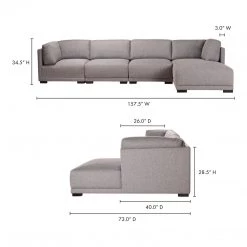 Moe's Home Collection Romeo Modular Sectional Right Grey