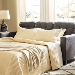 Ashley Furniture Sofas Venaldi - Gunmetal - Sofa Chaise Queen Sleeper