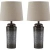 Ashley Furniture Accessories Norbert - Gray - Metal Table Lamp (2/CN)