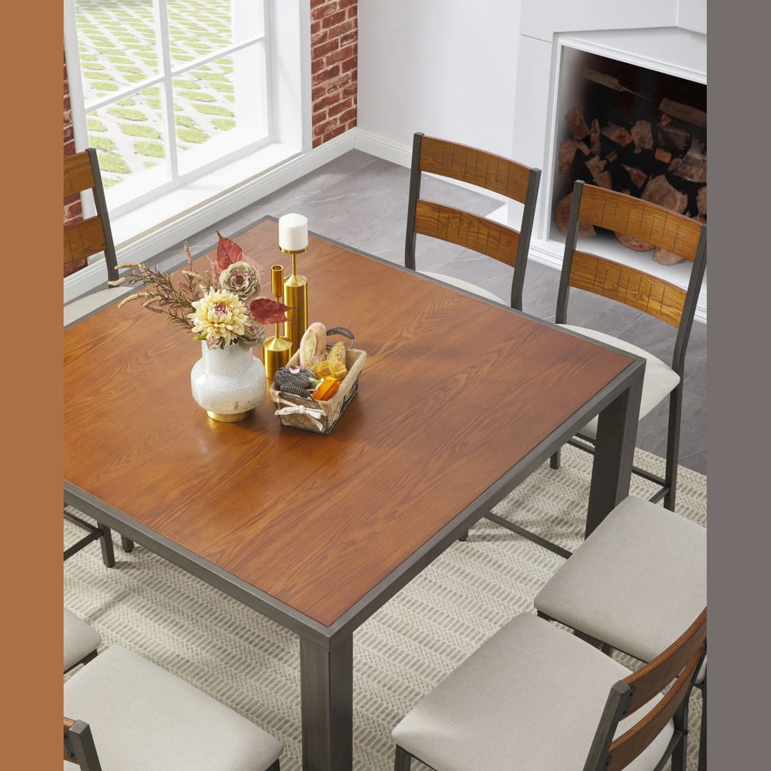 Signature Design By Ashley® Stellany - Dark Brown - 9 Pc. - Counter Table, 8 Upholstered Barstools Dining Room Sets 8 Signature Design By Ashley® Stellany - Dark Brown - 9 Pc. - Counter Table, 8 Upholstered Barstools Dining Room Sets