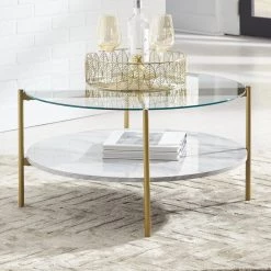 Ashley Furniture Tables Wynora - White/gold - Round Cocktail Table