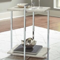 Ashley Furniture Bodalli - Ivory/chrome - Chair Side End Table