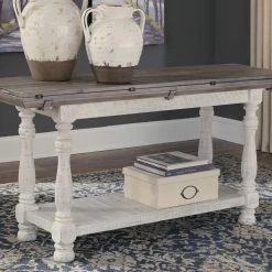 Ashley Furniture Havalance - Gray/white - Flip Top Sofa Table
