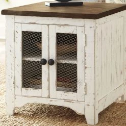 Ashley Furniture Tables Wystfield - White/brown - Rectangular End Table - 2-doors 13 Ashley Furniture Tables Wystfield - White/brown - Rectangular End Table - 2-doors