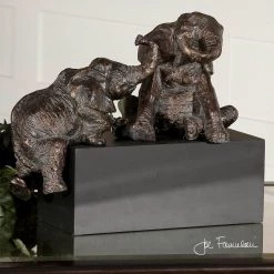 Uttermost Playful Pachyderms Bronze Figurines