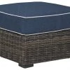 Ashley Furniture Ottomans Grasson - Brown/blue - Ottoman With Cushion