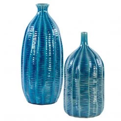 Table Decor Uttermost Bixby Blue Vases, S/2