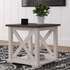 Ashley Furniture Dorrinson - White / Black / Gray - Square End Table Tables