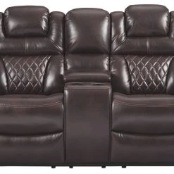 Signature Design By Ashley® Warnerton - Chocolate - Pwr Rec Loveseat/con/adj Hdrst