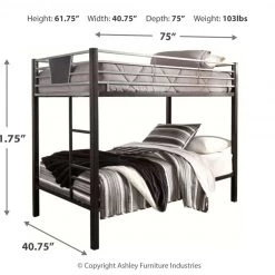 Ashley Furniture Beds Dinsmore - Black/gray - Twin/twin Bunk Bed W/ladder