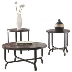 Ashley Furniture Tables Ferlin - Dark Brown - Occasional Table Set (3/cn)