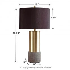 Ashley Furniture Jacek - Gray/brass Finish - Metal Table Lamp (2/cn) Accessories