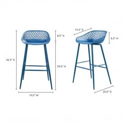 Moe's Home Collection Stools Piazza Outdoor Barstool Blue-m2
