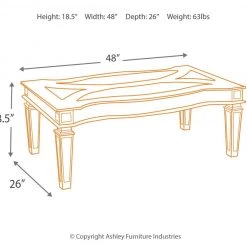 Ashley Furniture Tessani - Silver - Rectangular Cocktail Table