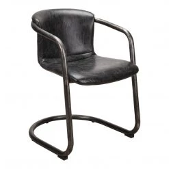 Moe's Home Collection Freeman Dining Chair Onyx Black Leather -m2 Chairs