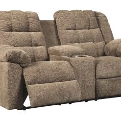 Ashley Furniture Workhorse - Cocoa - Dbl Rec Loveseat W/console