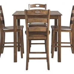 Ashley Furniture Hazelteen - Medium Brown - Square Counter Tbl Set (5/cn)