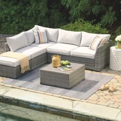 Ashley Furniture Cherry - Gray - Loveseatsec/otto/tbl Set(4/cn)