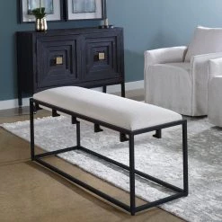 Uttermost Paradox Iron & Fabric Bench 10 Uttermost Paradox Iron & Fabric Bench