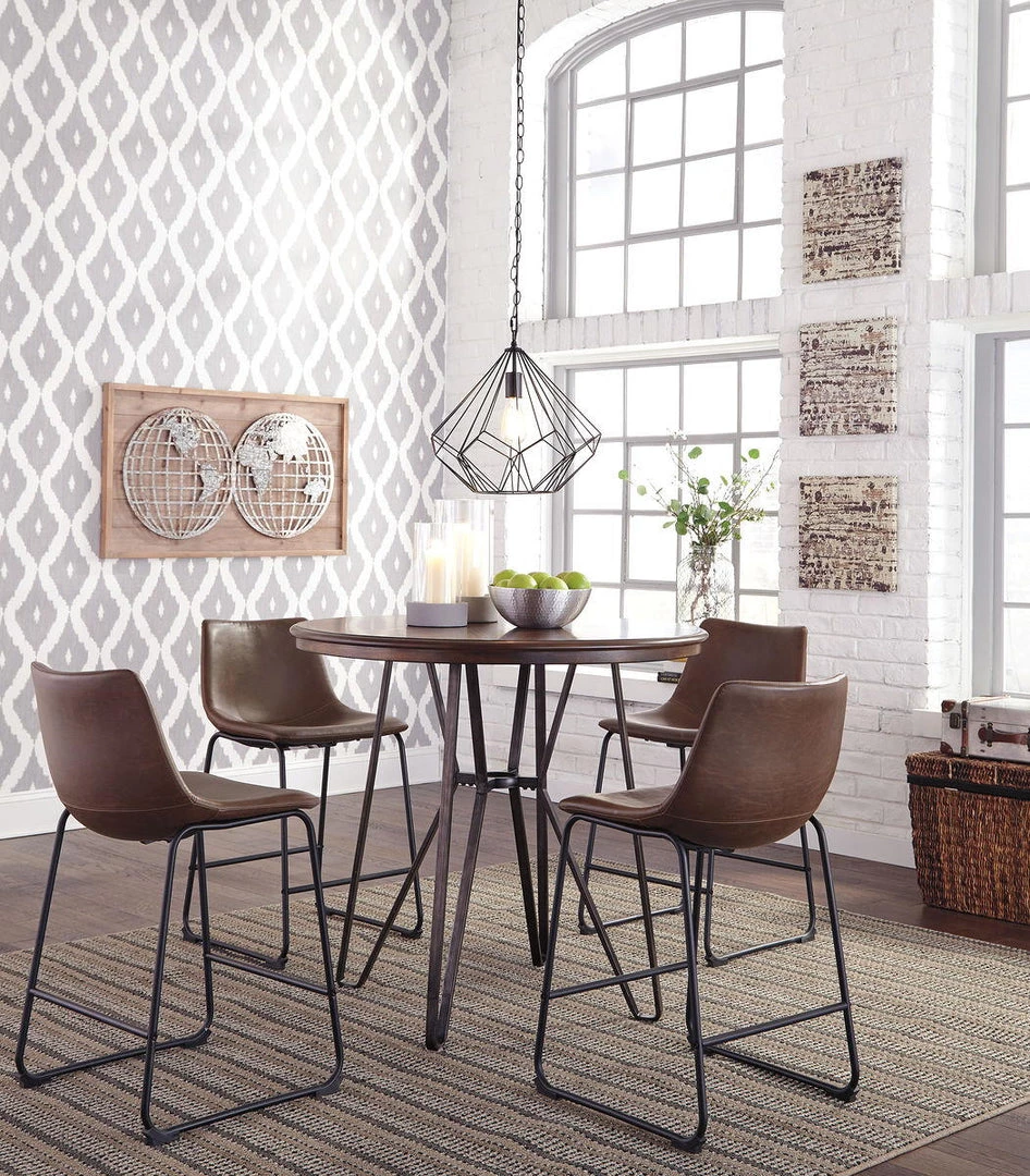 Signature Design By Ashley® Centiar - Dark Brown - 5 Pc. - Round Counter Table, 4 Upholstered Barstools 3 Signature Design By Ashley® Centiar - Dark Brown - 5 Pc. - Round Counter Table, 4 Upholstered Barstools