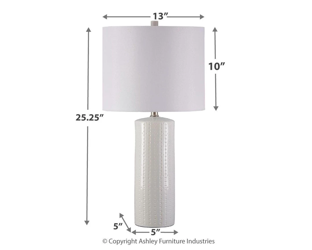 Ashley Furniture Steuben - White - Ceramic Table Lamp (2/cn) 5 Ashley Furniture Steuben - White - Ceramic Table Lamp (2/cn)