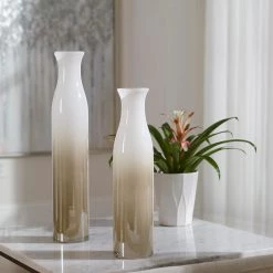 Uttermost Blur Ivory Beige Vases, S/2 Table Decor