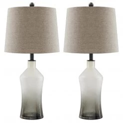 Ashley Furniture Nollie - Gray - Glass Table Lamp (2/CN)