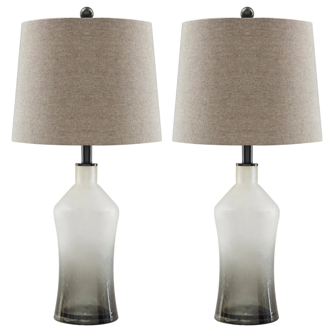 Ashley Furniture Nollie - Gray - Glass Table Lamp (2/CN) 3 Ashley Furniture Nollie - Gray - Glass Table Lamp (2/CN)
