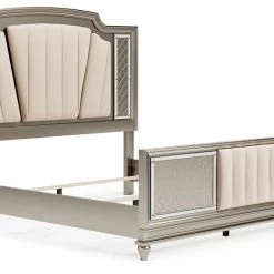 Signature Design By Ashley® Chevanna - Platinum - 7 Pc. - Dresser, Mirror, King Upholstered Panel Bed, 2 Nightstands Bedroom Sets