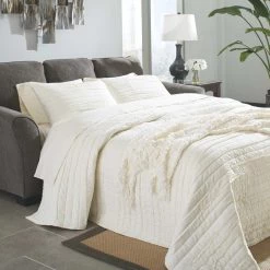 Ashley Furniture Sofas Brise - Slate - Queen Sofa Chaise Sleeper