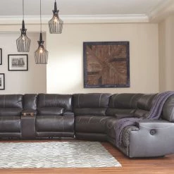 Signature Design By Ashley® Mccaskill - Gray - Power Reclining 3 Pc Sectional Reclining Furniture