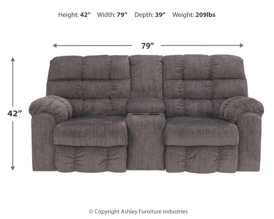 Ashley Furniture Reclining Furniture Acieona - Slate - Dbl Rec Loveseat W/console 9 Ashley Furniture Reclining Furniture Acieona - Slate - Dbl Rec Loveseat W/console
